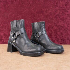 Jeffrey Campbell Women Operator Black Leather Moto Biker Ankle Boots sz 11